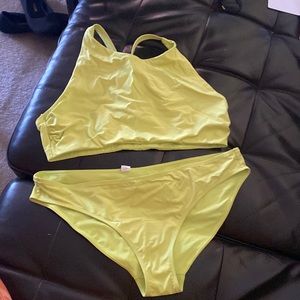 Athleta neon swimsuit 2 pc bikini Large L LG